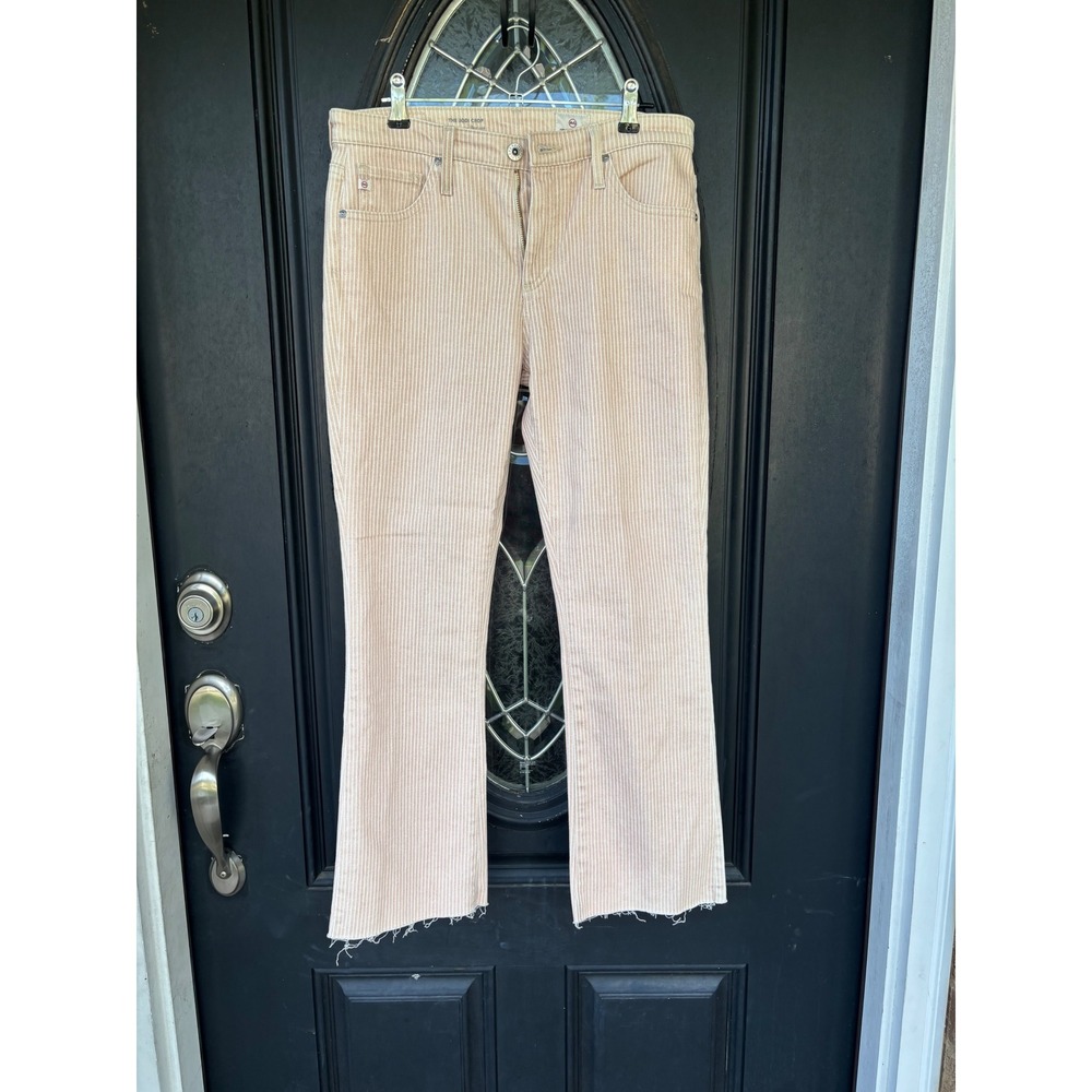 AG Adriano Goldschmied The Jodi Crop High Rise Slim Flare Pinstripe Jeans  27‎